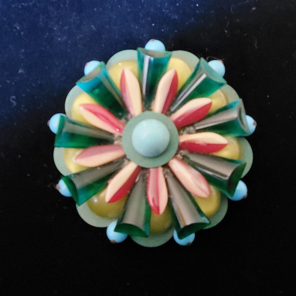 Wonderful Crafted Colorful Flower Brooch